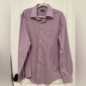 Van Heusen Men's Lavender Striped Long Sleeve Dress Shirt 15 1/2, 34/35